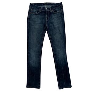 7 For All Mankind Straight Leg Jeans Low Rise Stretchy Blue Dark Wash Denim Pant
